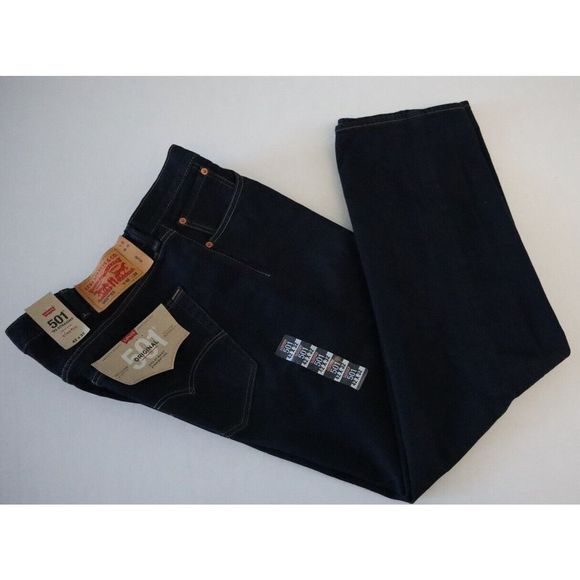 Levi's 501 Men's Sz 42x32 Dark Wash Stretch Slim Fit Straight Jeans $70 - Picture 6 of 7